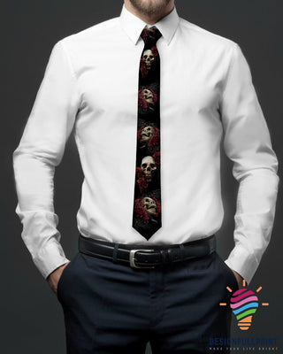 Skull Gift Romantic Skull And Rose Skull Tie HG