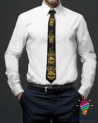 Skull Gift Yellow Dimond Classic Golden Tie HG
