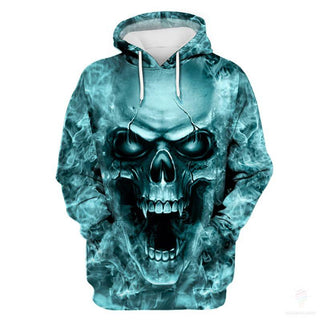 Skull Gift Blue Skull Smoke Multi Types Personalized Pullover Zipup Fleece Hoodie Long Sleeve Shirt Unisex Size LN