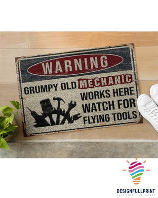 Warning Grumpy Old Mechanic Works Here Welcome Doormat NHD
