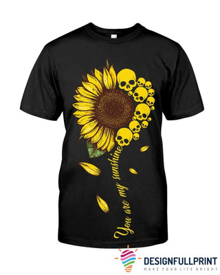 Skull Gift Skull Sunflower You Are My Sunshine Black TShirt CH