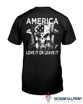 Skull Gift Skull American Love Or Leave Black TShirt CH