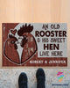 An Old Rooster And His Sweet Hen Live Here Personalized Welcome Doormat NHD