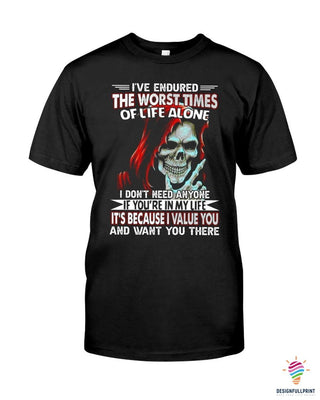 Skull Gift Skull Life Alone Black TShirt CH