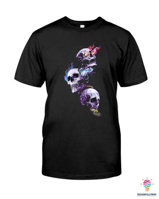 Skull Gift Colorful Skull Head Smoke Black TShirt CH