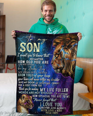 Lion To My Son Sherpa and Quilt Blanket HG To My Son Lion Blanket