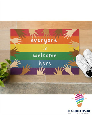 Everyone Is Welcome Here Diversity Hands Up Doormat NHD