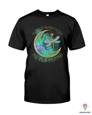 Gift For Butterfly Lover Gift For Hippie Hippie Hello Darkness My Old Friend Moon Butterfly Black TShirt CH