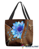 Blue Flower Diabetes Awareness Blue Ribbon Tote Bag HG
