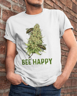 Bee Happy Potleaf Hoodie Pullover Zip Up Hoodie and Sweater Tshirt US Unisex Size HG