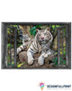 White Tiger Tricky Window Open Wall Art Canvas NH