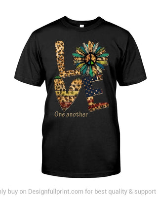 Gift For Hippie Love One Another Leopard Hippie Black TShirt CH