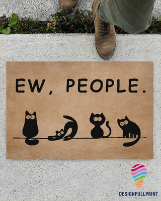 Ew People Black Cat Cute Welcome Doormat NHD Gifts For Cat Lovers