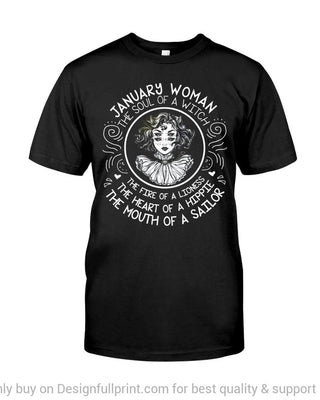 Gift For Hippie Hippie Witch January Woman Lioness Hippie Sailor Black TShirt CH
