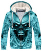 Skull Gift Blue Skull Smoke Multi Types Personalized Pullover Zipup Fleece Hoodie Long Sleeve Shirt Unisex Size LN