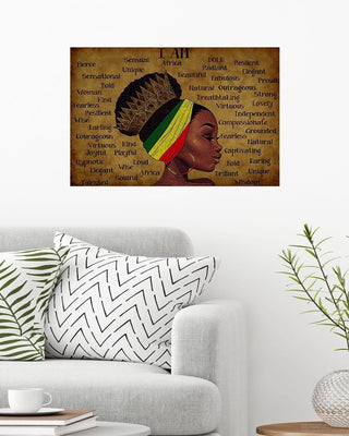 Black Pride Black Queen Wall Canvas HG Melanin Power Black History Graphic Tees Afro Proud Educated