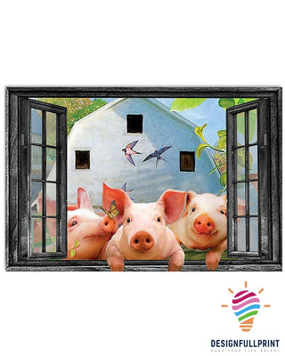 Pig Window Canvas Art And Poster NHD