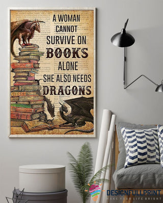 Gift For Dragon Lover Dragon And Book Canvas Art and Poster LN