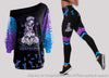 Skull Gift Skull Flowers Girl Rheumatoid Arthritis Awareness Off Shoulder Long Sleeves Top and Leggings Set LN
