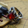 Ruby Zircon Dragon Claw Biker Finger Ring