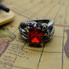 Ruby Zircon Dragon Claw Biker Finger Ring