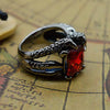 Ruby Zircon Dragon Claw Biker Finger Ring
