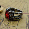 Ruby Zircon Dragon Claw Biker Finger Ring