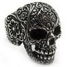 Stainless Steel Cool Hot Flower Skull Biker Silver Ring