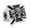 Three Skull Iron Cross Ring