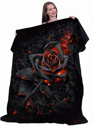 Burnt Rose Flowers Sherpa Blanket HG