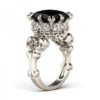 Black Diamond Skull Ring