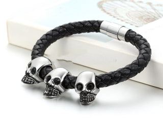 Cool Punk Gothic Leather Skull Bracelet