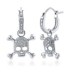 Sterling Silver  Skull Bones  Dangle Drop Earrings
