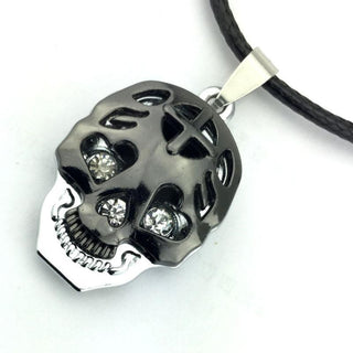 Mens Cross Hollow Skull Rhinestone Necklace
