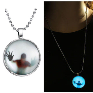 Skull Head Steampunk Fire Glow In Dark Necklace