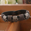 Leather Skull Cuff Adjustable Bracelet