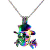 Rainbow Rose Skull Flower Locket Necklace