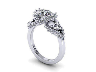 Silver Filled Skull White Sapphire Wedding Ring