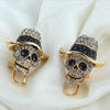 Punk Skull Hat Clip On Earrings