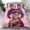 Black Pride Black Girl Cute Purple Music Custom Name Bedding Set HG Black And Proud 365