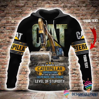 Personalized I m A Gummy Old Caterpillar Operator My Lever Is Sarcasm Depends On Your Level Of Stupidity Heavy Equipment Operator Hoodie HG