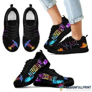 Gifts For Nurses Colorful Nurse Running Black Sole Sneaker HH