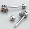 Skull Head Stainless Steel Tongue Piercing Rings