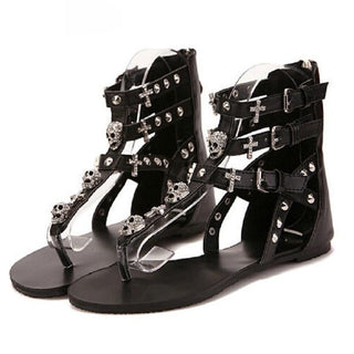 Gothic Rhinestone Crosses and Skull Sandals