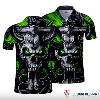 Skull Gift The Green Satan Skull Polo Shirt NHD