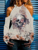 Skull Gift Skull With Flower Cut Out Shoulder Top PA