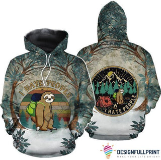 Gift For Camper Sloth Cheer Up I Hate People Camping Hoodie LN Cute Sloth
