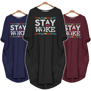 Black Pride Stay Woke Black History Month Dress for Women Africa Pride Batwing Pocket Dress Black And Proud 365
