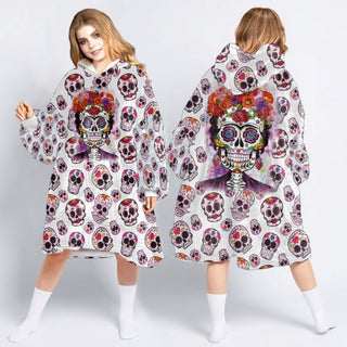 Halloween Gifts Gift For Skull Lover Sugar Skull Wearable Blanket
