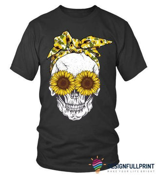 Skull Gift Skull With Sunflowers Ribbon TShirt CH